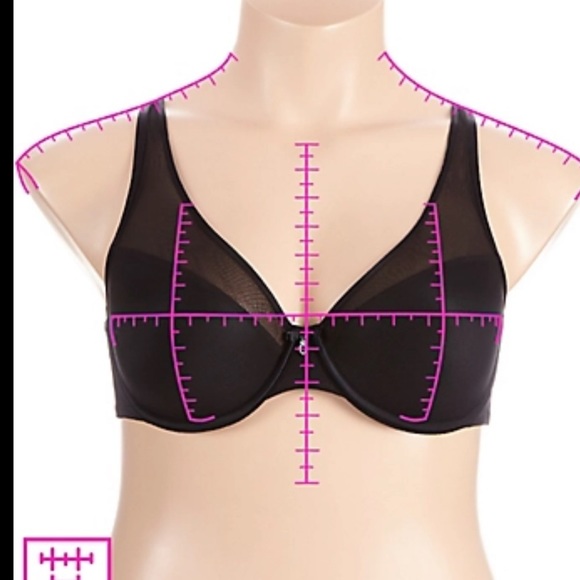 Curvy Couture Sheer Mesh Plunge Push Up Underwire Bra 42D New - Picture 4 of 6